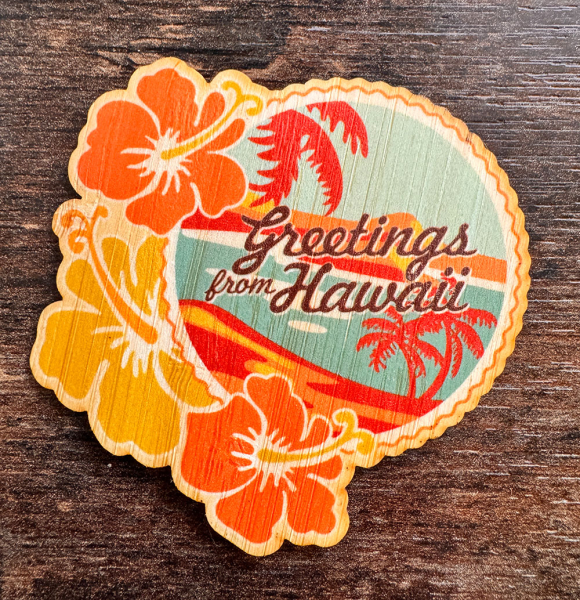 Konny Island III Fan Shop - *NEU* Bambus Sticker " Greetings from Hawaii "